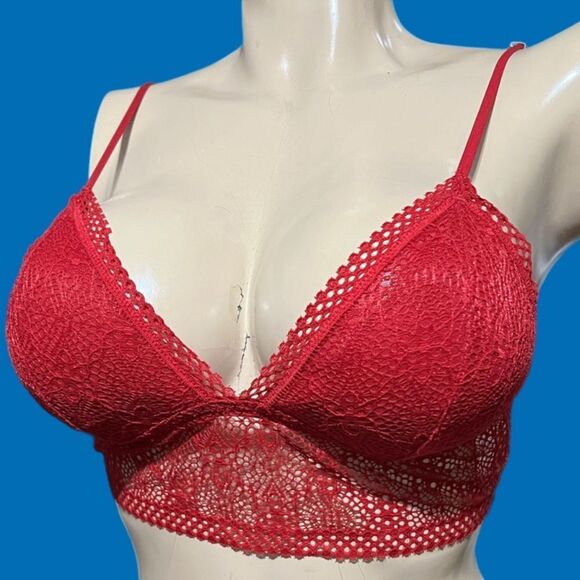 Victoria’s Secret crochet Lace Lightly Lined Wire free long bralette bra Large - Picture 4 of 9